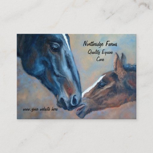 Customizable Mare and Foal Fine Art Horse Business Card
