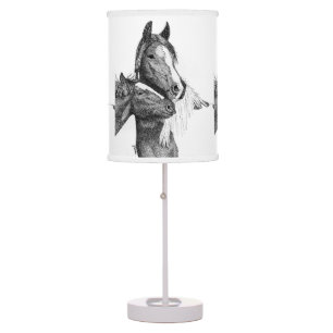 Mare and Foal Horse Head Artwork Table Lamp
