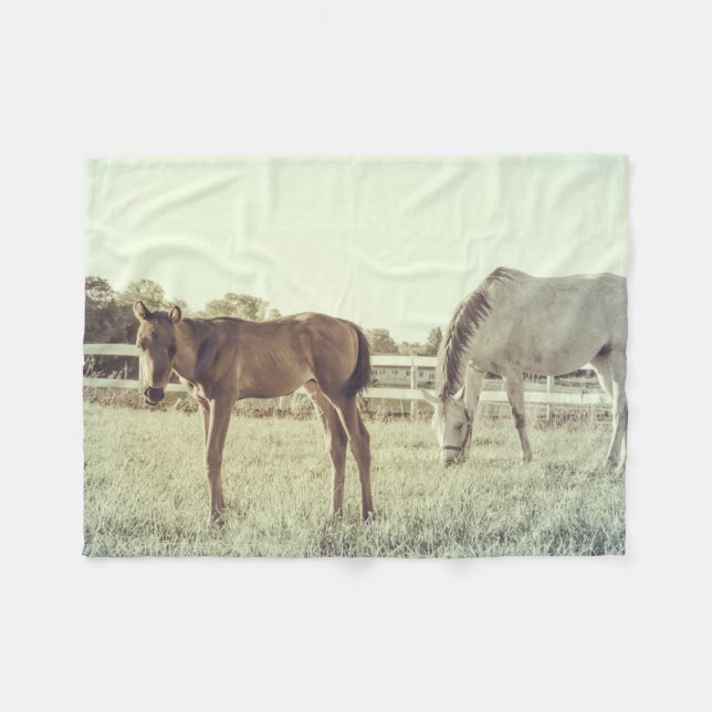 Mare and Foal Horses Animals Small Fleece Blanket (Front (Horizontal))