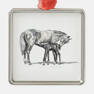 Mare and Foal Metal Ornament