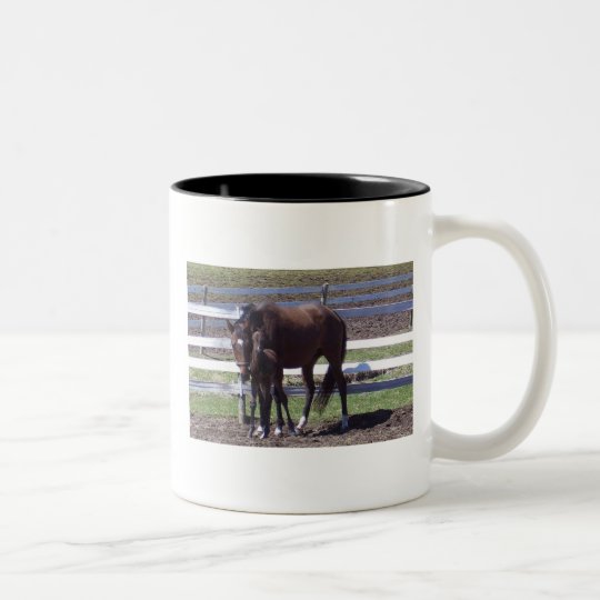 Mare and foal Two-Tone coffee mug