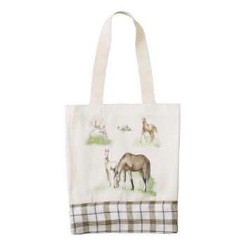 Mare And Horse Foal Pattern Zazzle Heart Tote Bag by PaintingPony at Zazzle