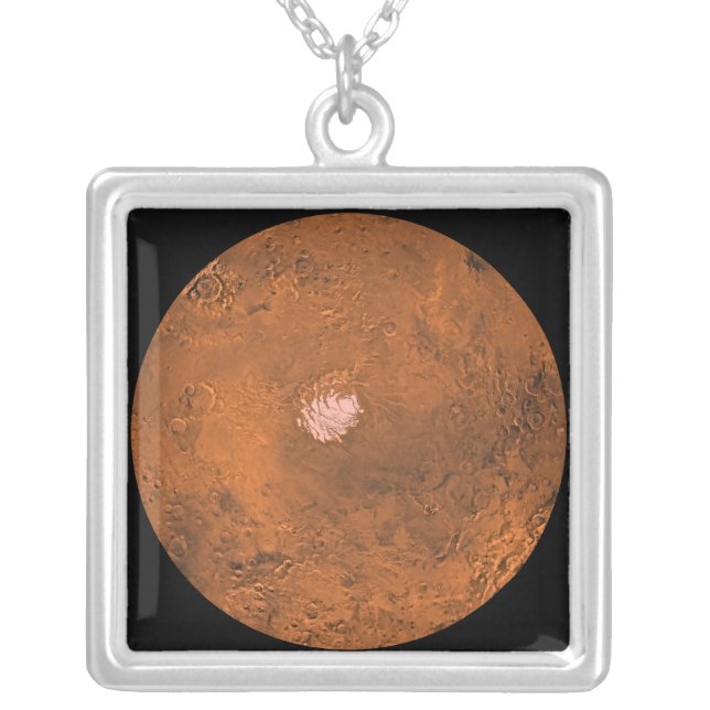 Mare Australe region of Mars Silver Plated Necklace (Front)