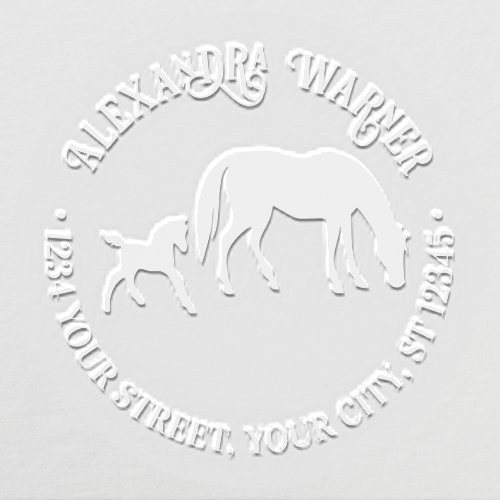 Mare  Foal Horses Equestrian Name Return Address Embosser