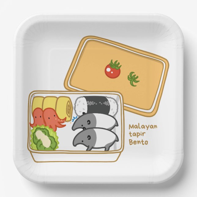[Marehak Bento] Malayan tapir Bento Paper Plates (Front)