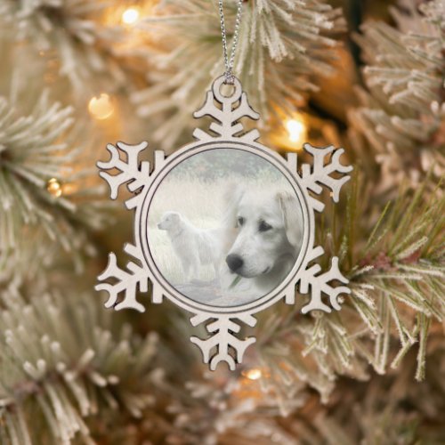 Maremma sheepdog guardian snowflake pewter christmas ornament