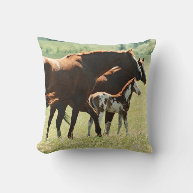 Mares and Foul Horses Picture Throw Pillow (Front)