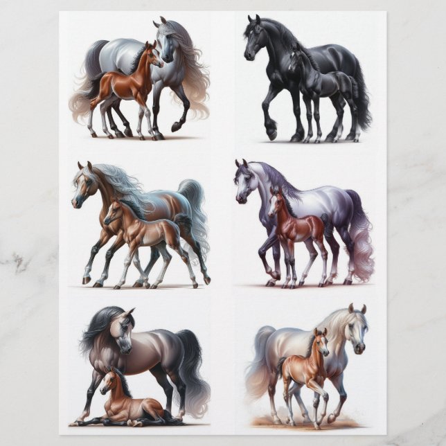 Mares & Foals • Watercolor Horse Fussy Cuts 2 (Front)