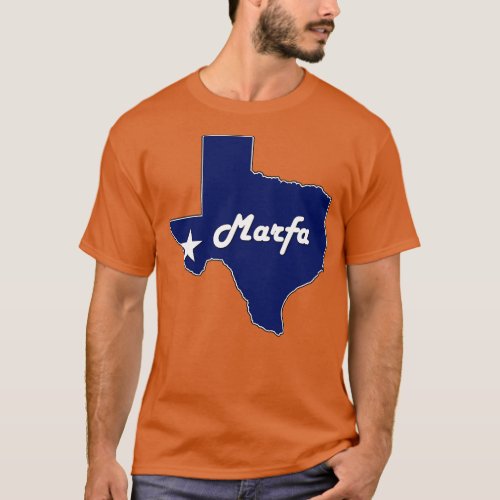 Marfa Texas Navy Blue Lone State Map Texan T_Shirt