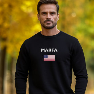 Marfa Texas USA American Flag Dark Color T-Shirt