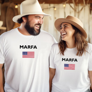 Marfa Texas USA American Flag Light-Color T-Shirt