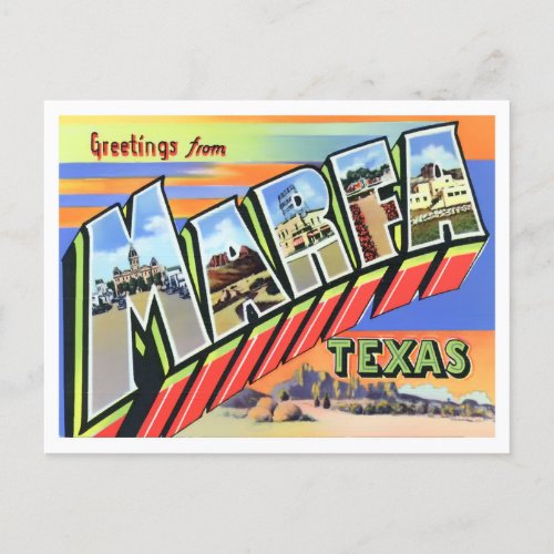 Marfa Texas Vintage Big Letters Postcard