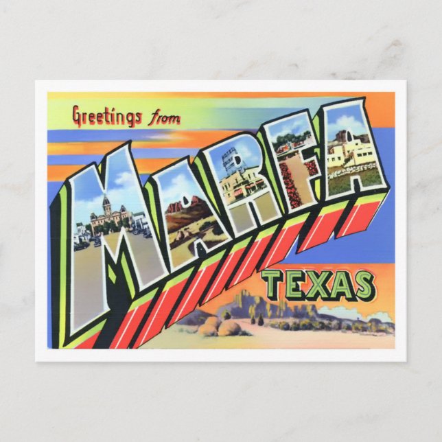 Marfa, Texas Vintage Big Letters Postcard (Front)
