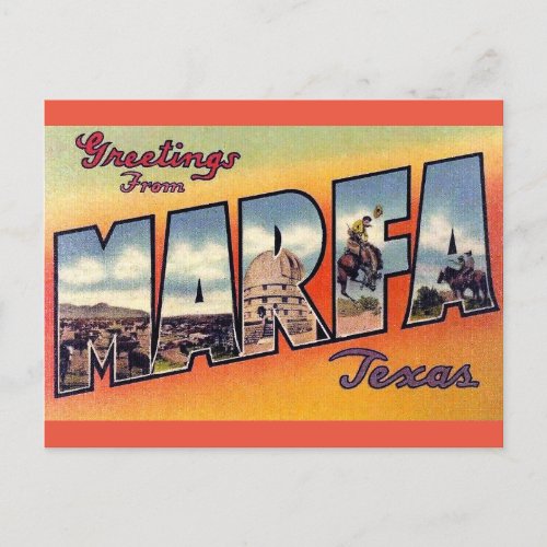 Marfa Texas Vintage Travel Greetings Postcard