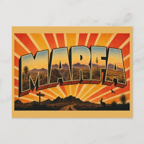 Marfa TX High Desert Plateau Mountain Art Postcard