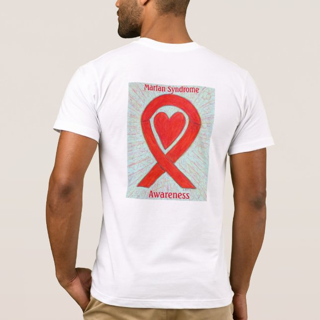Marfan Syndrome Awareness Red Ribbon Custom Shirts (Back)