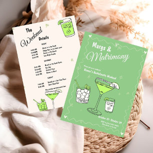 Marg & Matrimony Bachelorette Weekend Itinerary Invitation