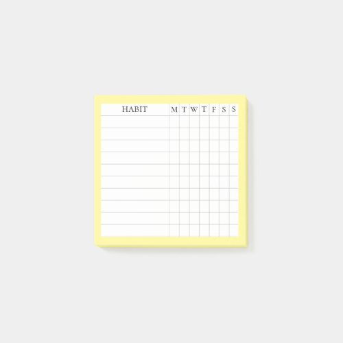 Margaret Collection Habit Tracker in Yellow Post_it Notes