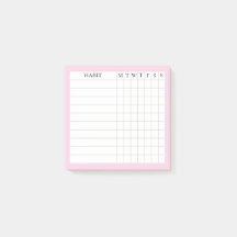 Margaret Collection Post-It Habit Tracker in Pink