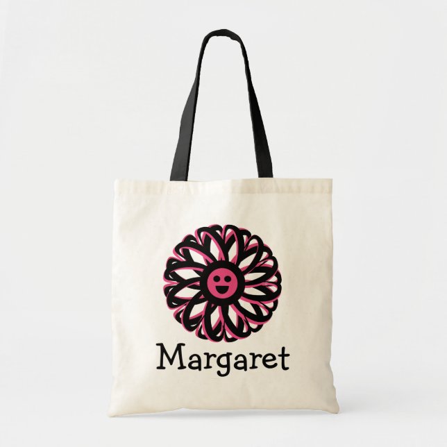 Margaret Happy Flower Personalized Tote Bag (Front)