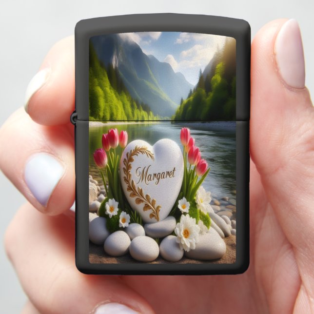Margaret Heartfelt Remembrance by the River Zippo Lighter (In Hand)