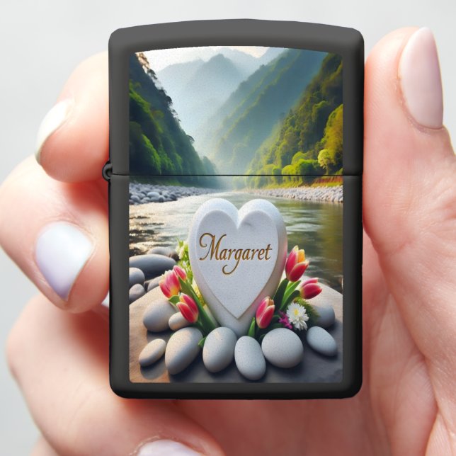 Margaret Heartfelt Tribute by the River Zippo Lighter (In Hand)
