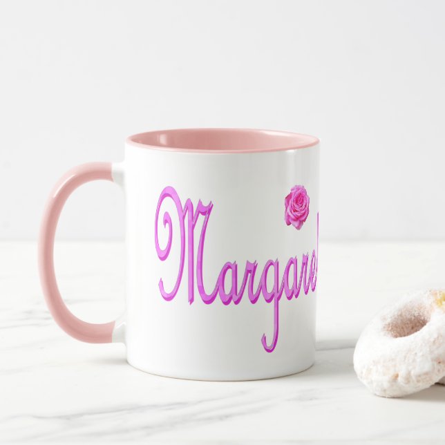 Margaret Name Pink Logo, Mug (With Donut)