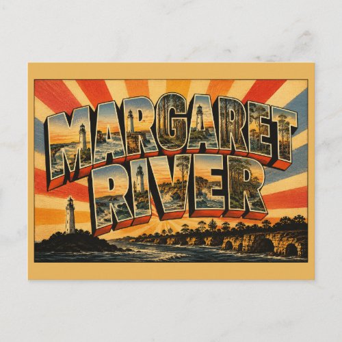 Margaret River WA Australia Lighthouse Coast Art Postcard