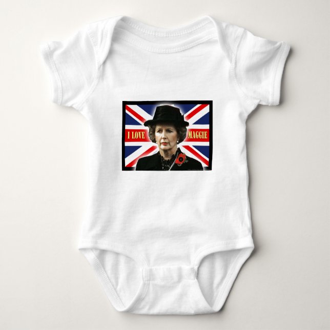 Margaret Thatcher I Love Maggie Baby Bodysuit (Front)