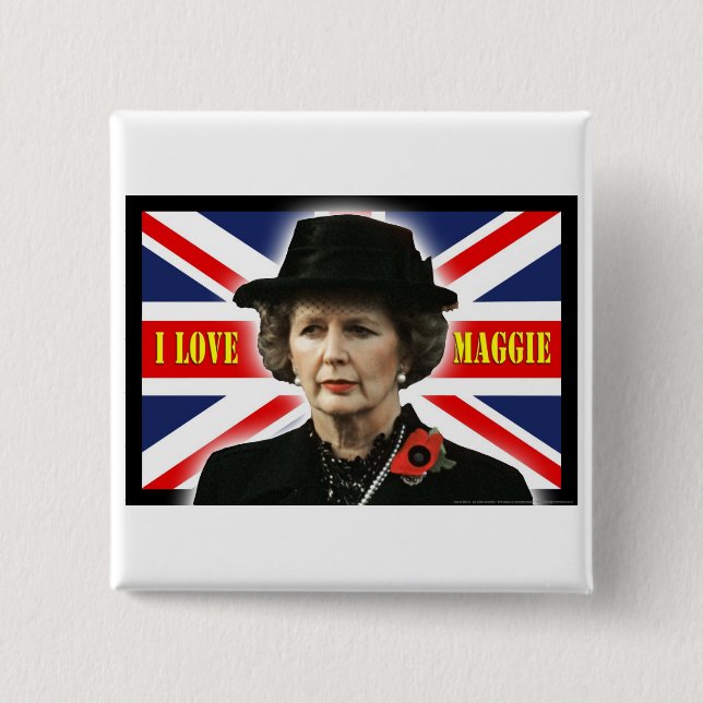 Margaret Thatcher I Love Maggie Pinback Button (Front)