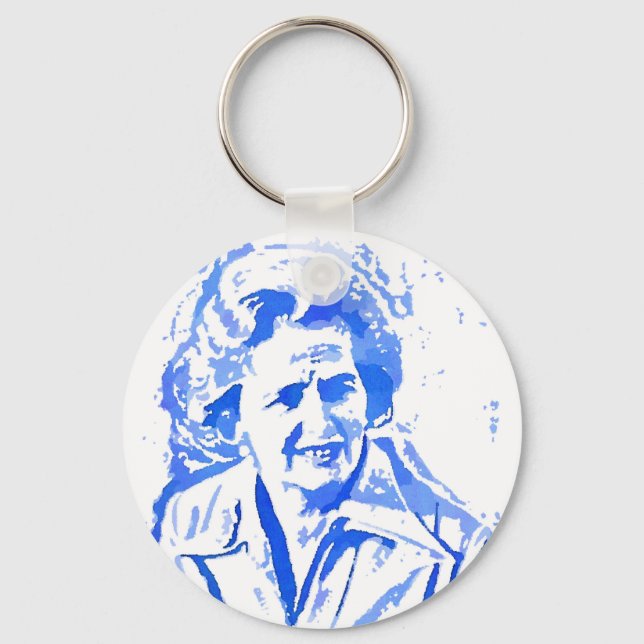 Margaret Thatcher Pop Art Portrait Keychain (Front)