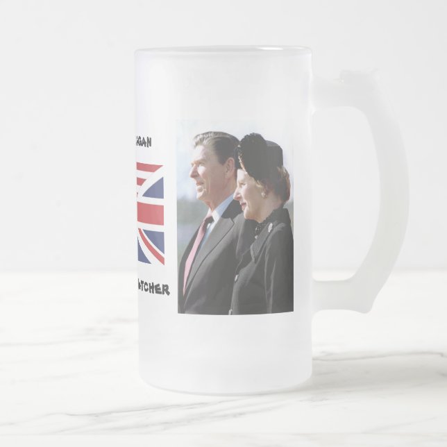 Margaret Thatcher & Ronald Reagan Frosted Glass Beer Mug (Right)