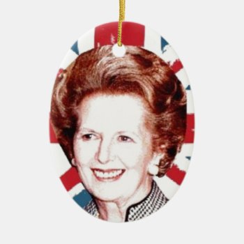 Margaret Thatcher Union Jack Ceramic Ornament by Bubbleprint at Zazzle