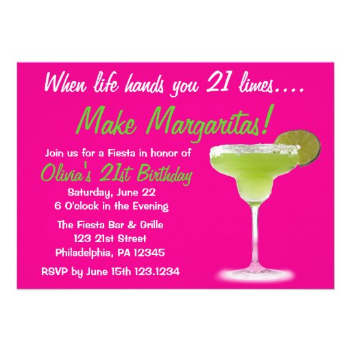 Margarita 21st Birthday Invitation | Zazzle