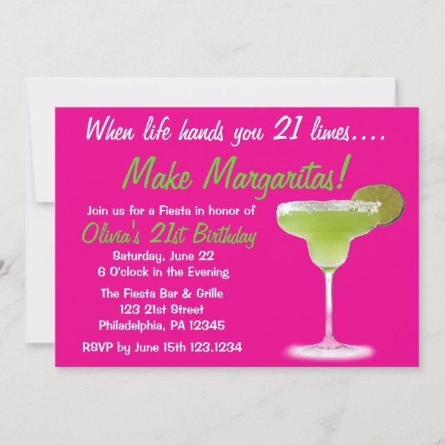 Margarita 21st Birthday Invitation (Front)