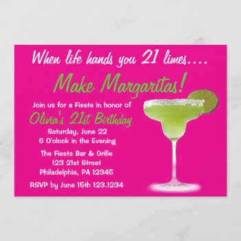 Margarita 21st Birthday Invitation by PixieToesInvitations at Zazzle