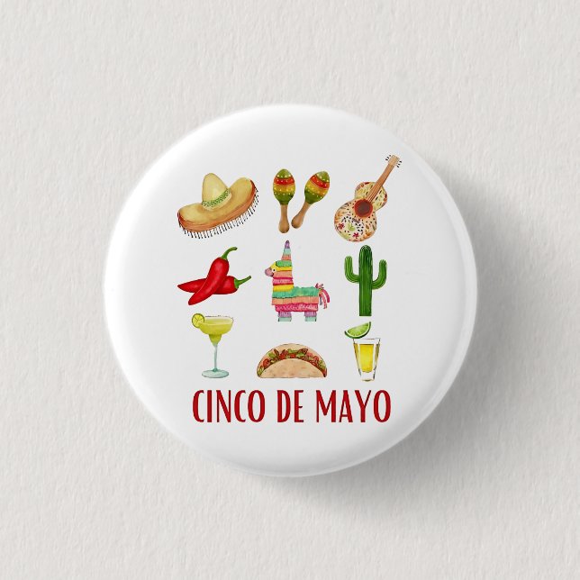 Margarita And Bow Coquette Cinco De Mayo  Button (Front)