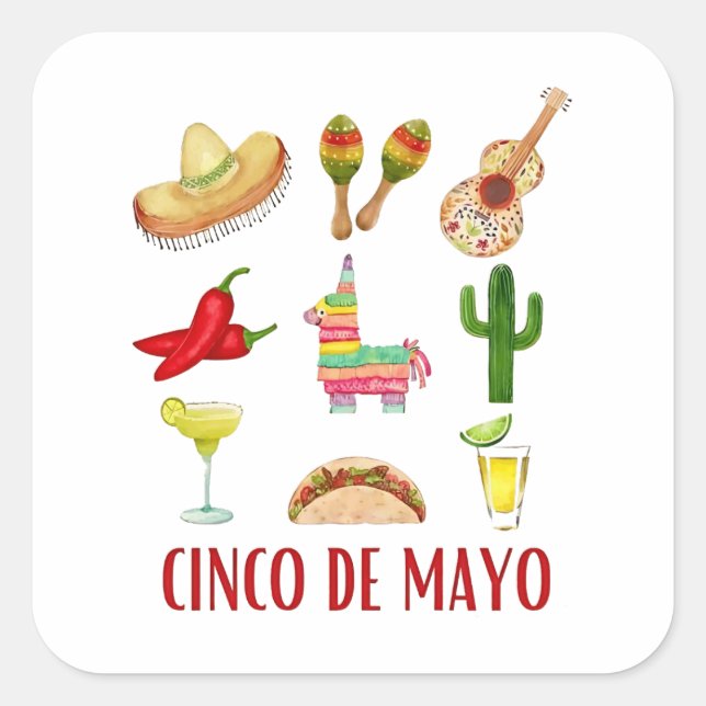 Margarita And Bow Coquette Cinco De Mayo  Square Sticker (Front)