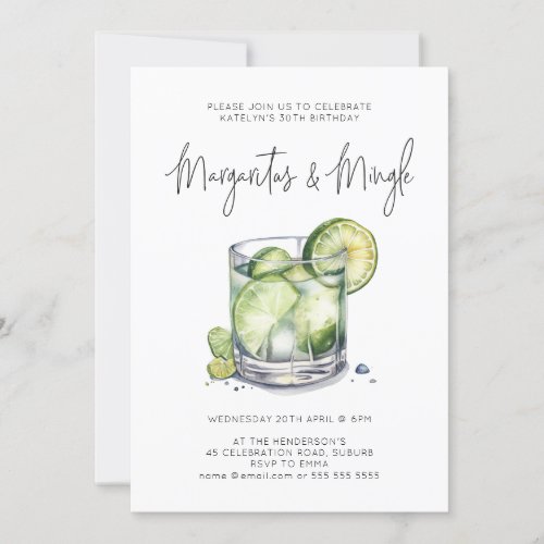 Margarita Any Age Birthday Cocktail Party  Invitation