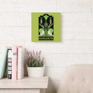Margarita Art Deco Cocktail Square Wall Clock