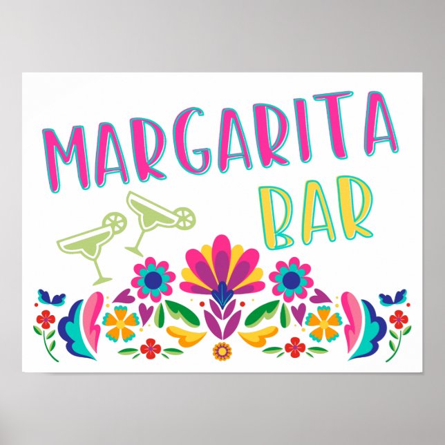 Margarita Bar Fiesta Party Colorful Mexican Poster (Front)