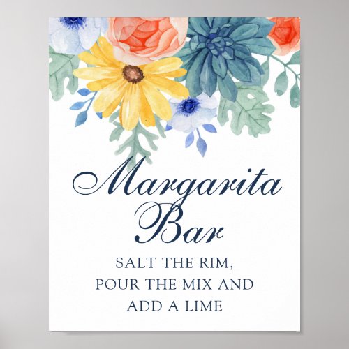 Margarita Bar Floral Succulent Bridal Shower Poster