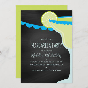 Margarita Birthday Cocktail Party Chalkboard Invitation