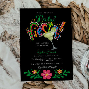 Margarita Black Mexican Fiesta Bridal Shower Invitation