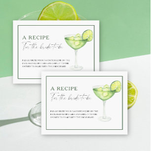 Margarita bridal shower Recipe for the bride to be Enclosure Card