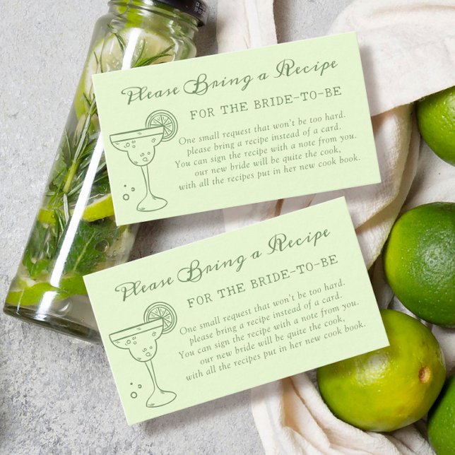 Margarita Bridal Shower Recipe Request Enclosure Card (Creator Uploaded)