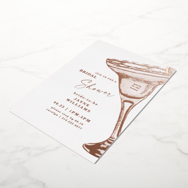 Margarita  Bridal Shower Rose Gold Foil Invitation (Rotated)