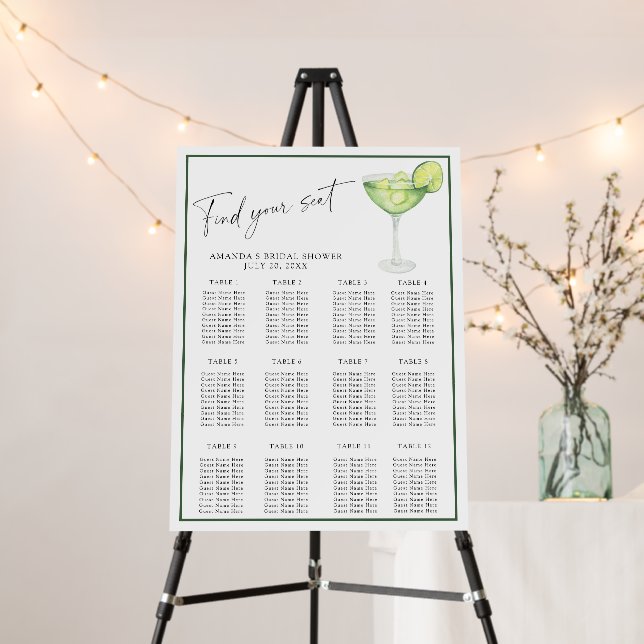 Margarita Bridal shower seating chart Foam Board (In Situ (Stand))