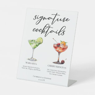 Margarita Cherry French 75 Wedding Cocktails Menu Pedestal Sign