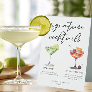 Margarita Cherry French 75 Wedding Cocktails Menu Table Tent